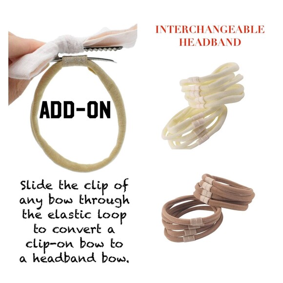 Interchangeable Soft Nylon Headband with Loop for Clip ideal for Baby 6 Pcs - Picture 2 of 10